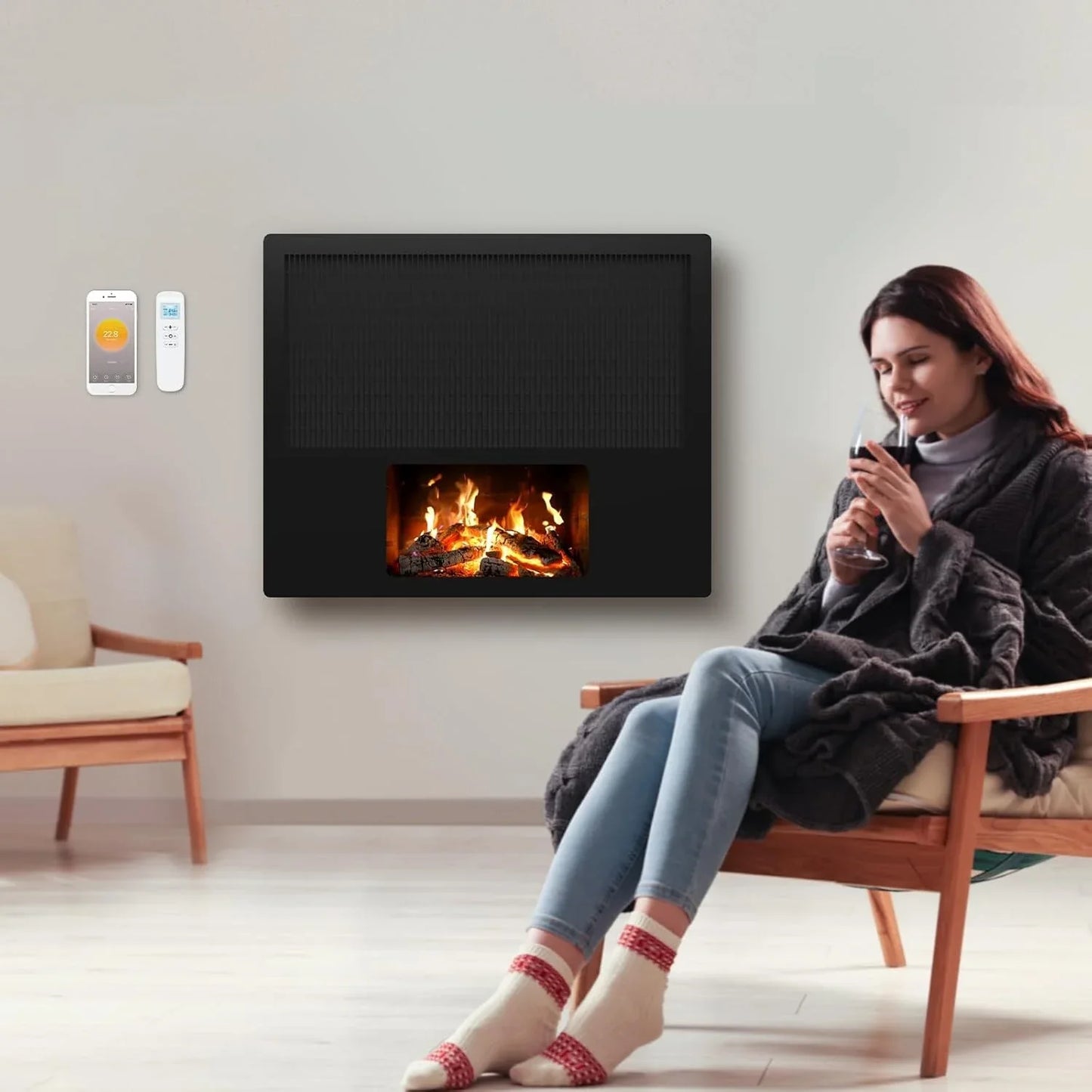 Panel infrarrojo chimenea LCD 1700Watt Deluxe