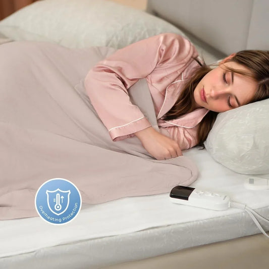 Manta eléctrica QH - 2 personas 160 x 140 cm con elásticos en las esquinas y controladores