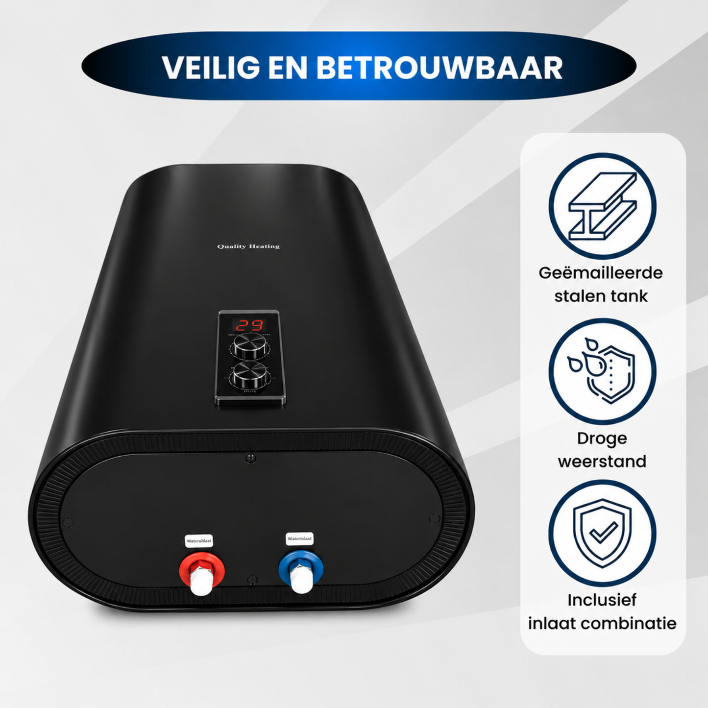 50 Liter QH dual elektrische boiler met digitale bediening
