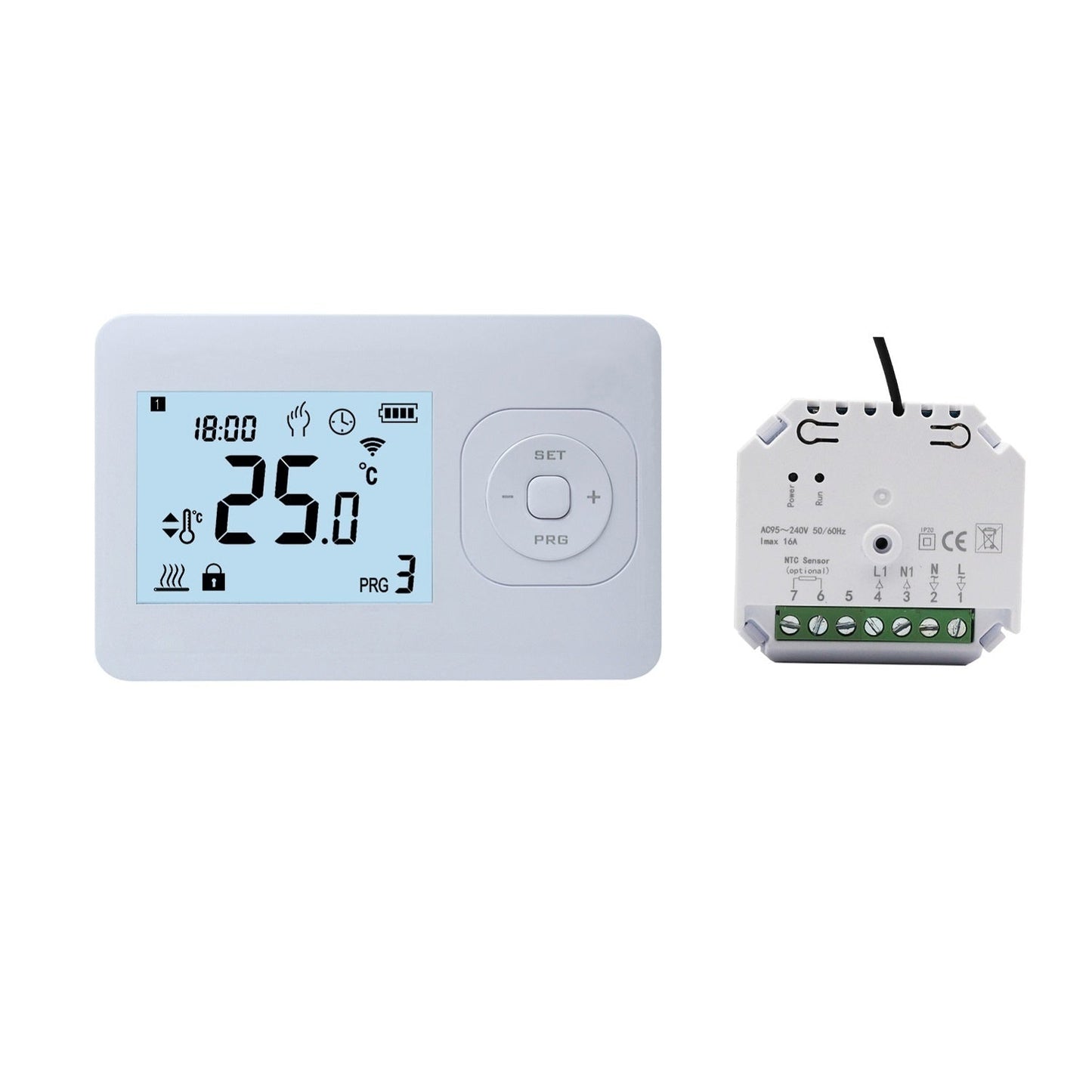 Termostato programable inalámbrico QH Basic con minirreceptor empotrado