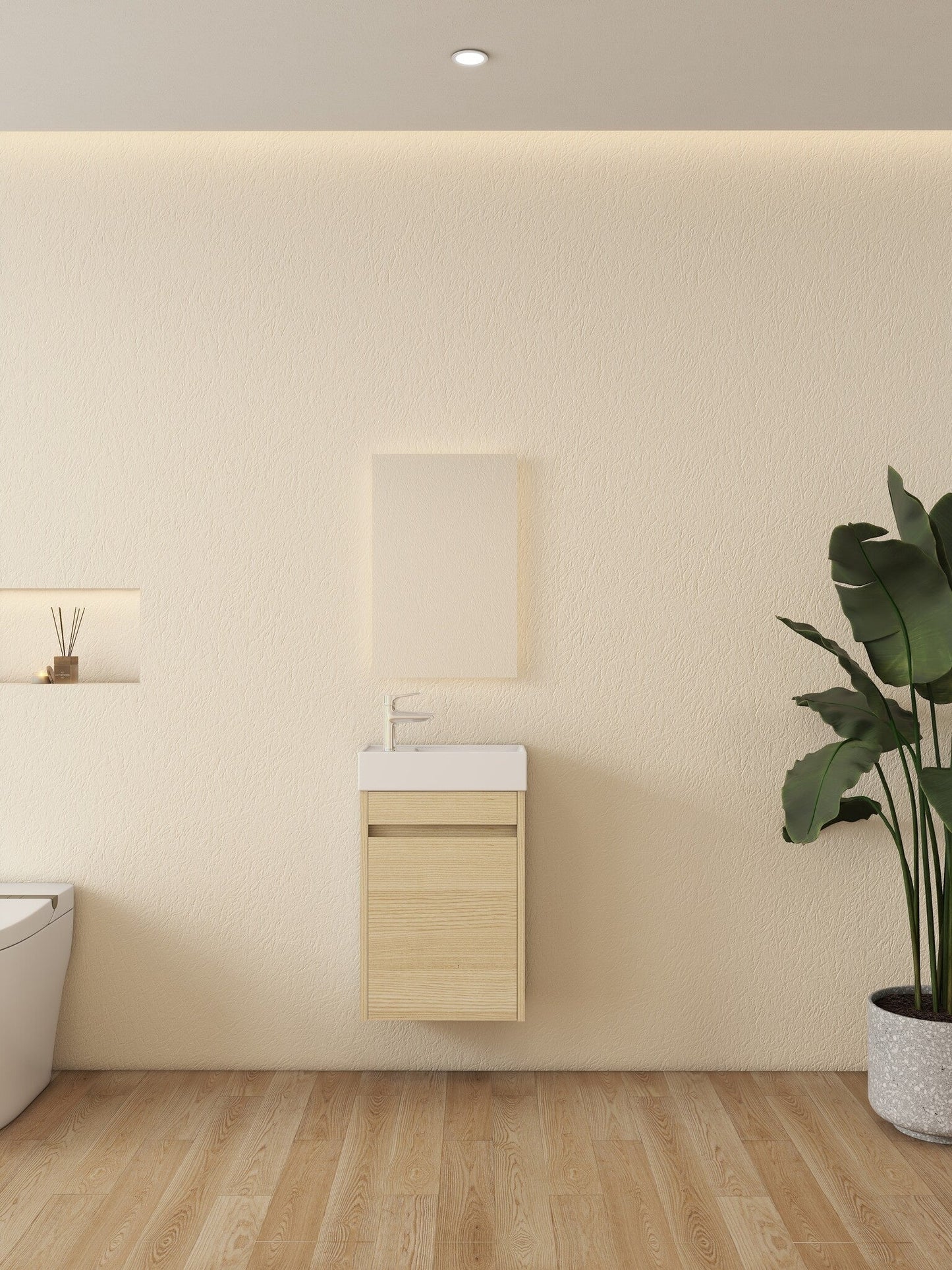Mueble de baño Sophie de Nurion: lavabo blanco brillante y armario de madera blanca - 41 x 22,5 x 65