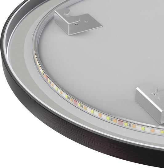 Espejo redondo de 60 cm con marco negro, iluminación LED y anti-condensación