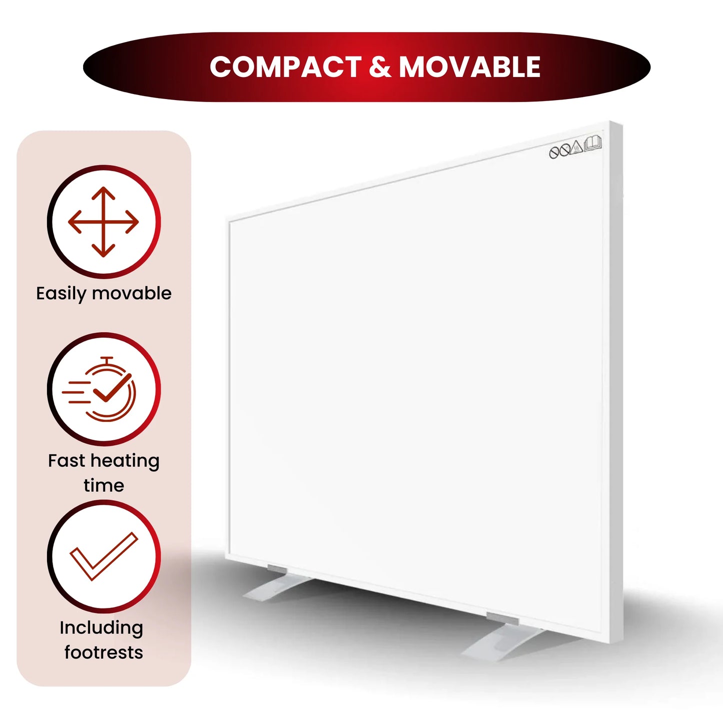 Serie QH-AK panel infrarrojo portátil 350, 450, 580 o 700 vatios