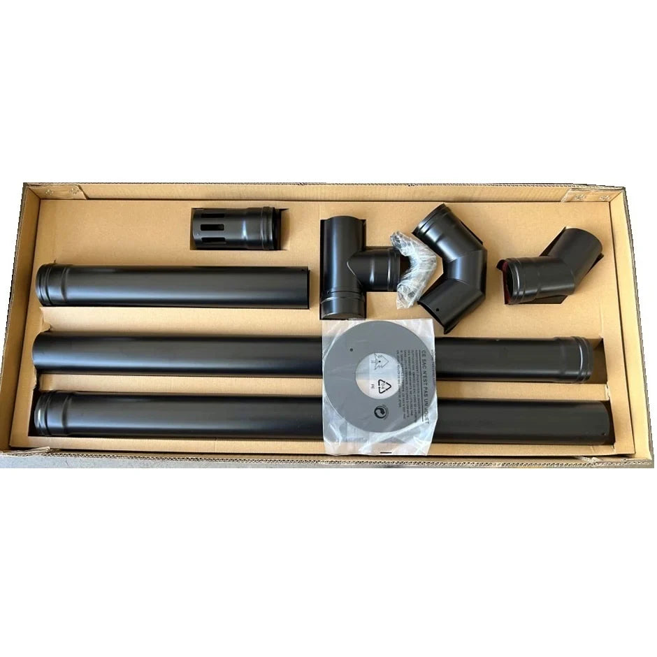 Juego de tubos para estufa de pellets - Ø 80 mm - acero al carbono - solución completa