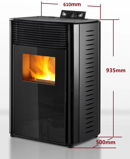 Estufa de pellets - 13.1kW - para 80-100 m2 - 5 niveles - temporizador - CR04 Negro