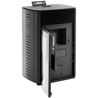 Estufa de pellets - 13.1kW - para 80-100 m2 - 5 niveles - temporizador - CR04 Negro