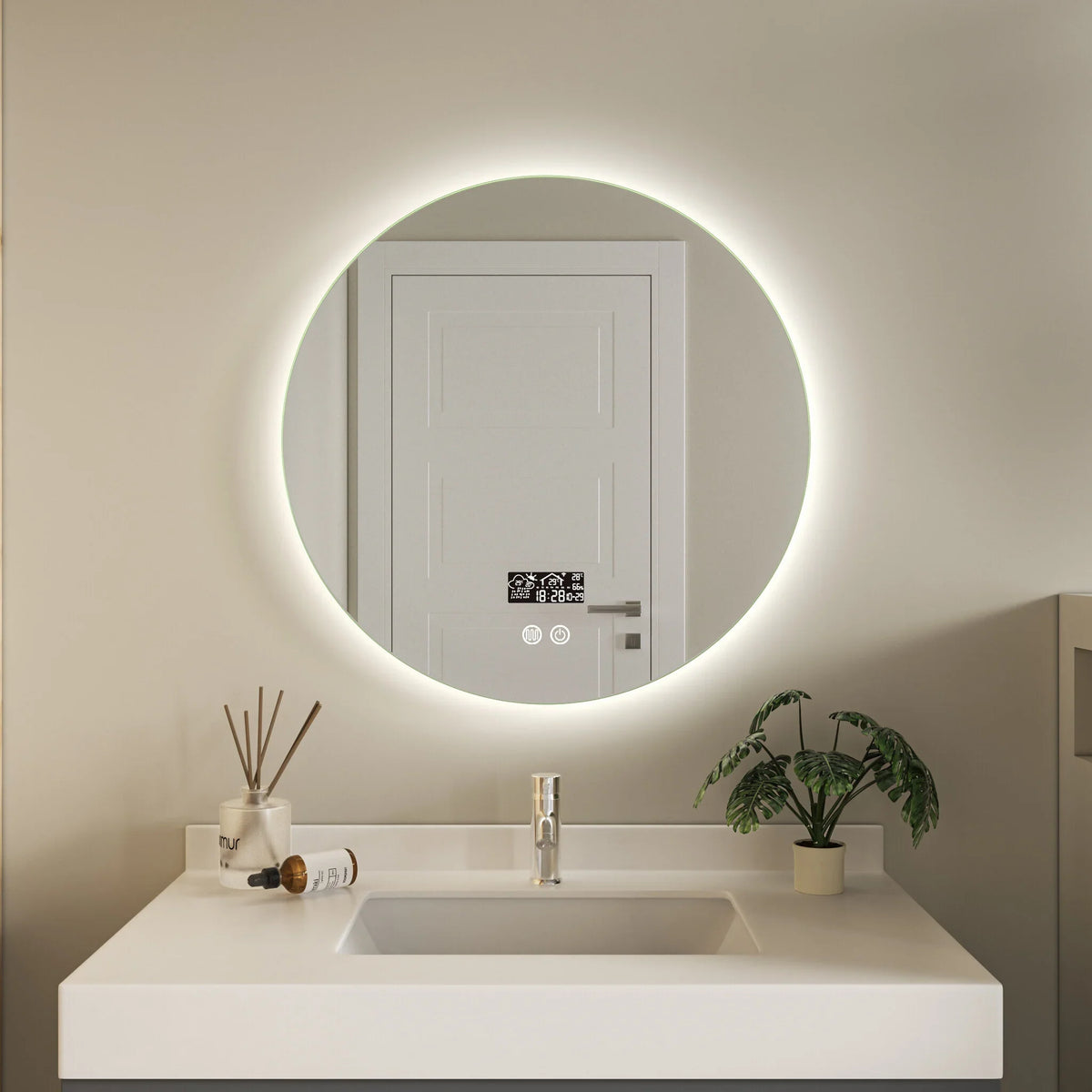 Mirror smart round 60 cm frameless with LED Lighting, anti-fog and wifi