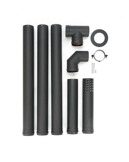 Juego de tubos para estufa de pellets - Ø 100 mm - acero al carbono - Modelo no eléctrico
