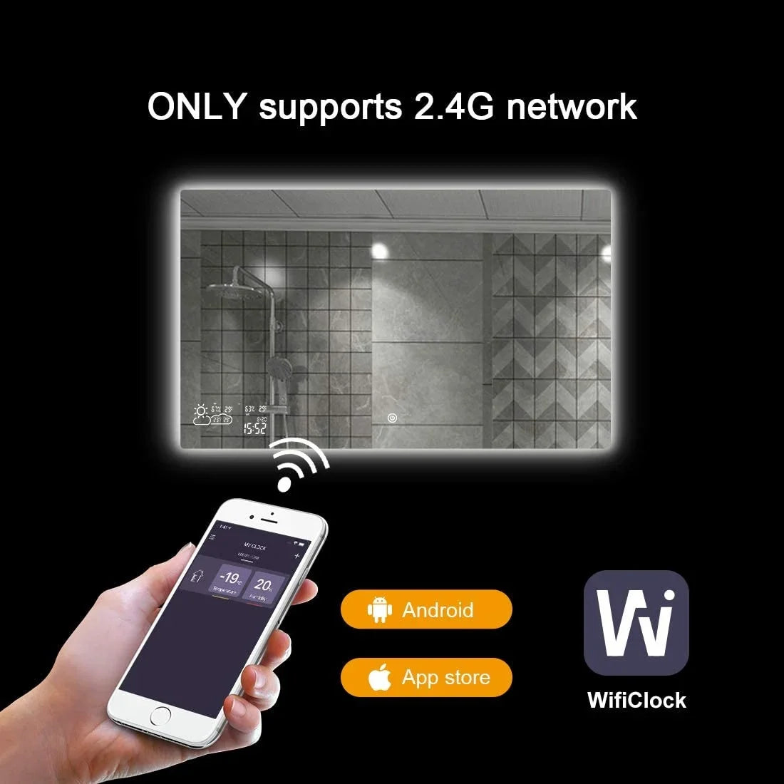 Espejo inteligente con iluminación LED calefacción por infrarrojos 60X60 200Watt