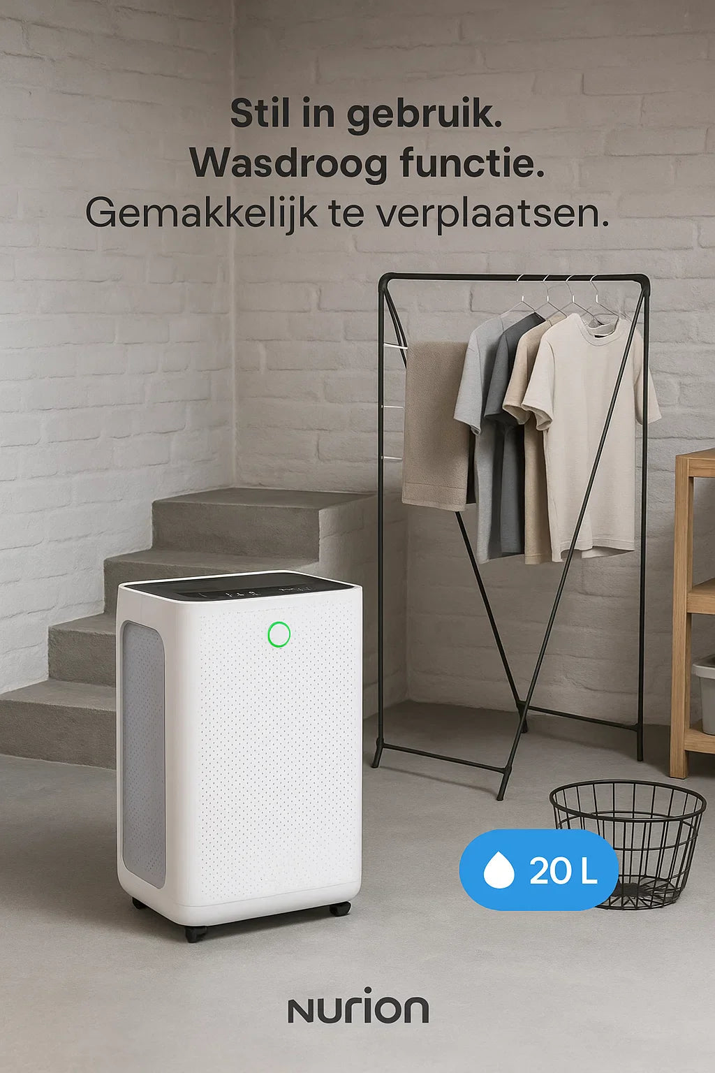 Deshumidificador compacto de 20 litros Wifi con filtro de carbono