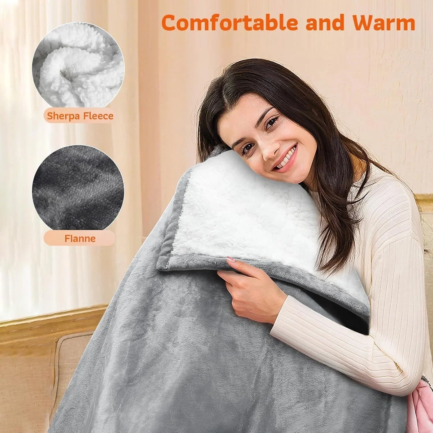 Manta eléctrica - Manta eléctrica - 1 persona - 180x150 cm - Polar - Gris