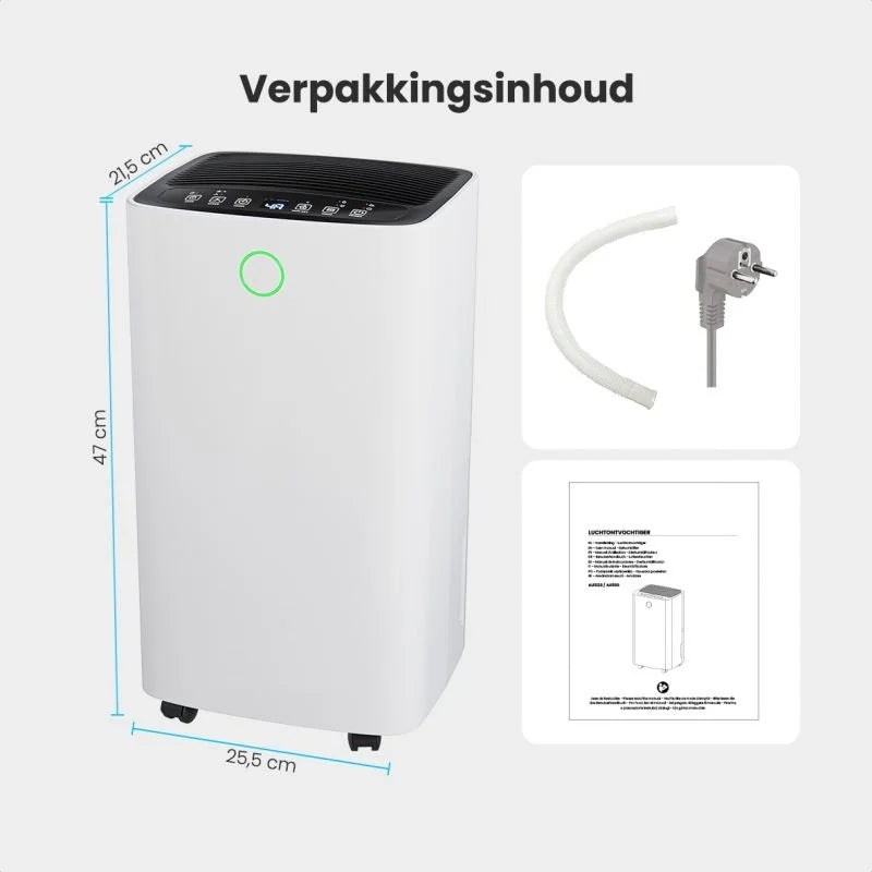 Deshumidificador compacto de 12 litros Wifi con filtro de carbono