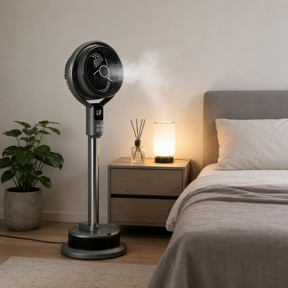 Mistventilator met afstandsbediening, timer en luchtbevochtiger