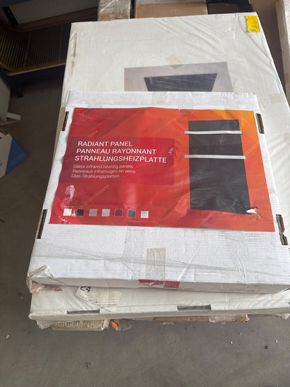 Tweedekans - Ecosun GS-Serie infraroodpanelen wit of zwart wand of plafond - Afmetingen: 60 x 60 cm 300Watt, Afwerking: Wit glas, Towel Rail: Zonder towel rail en toebehoren (alleen het paneel)
