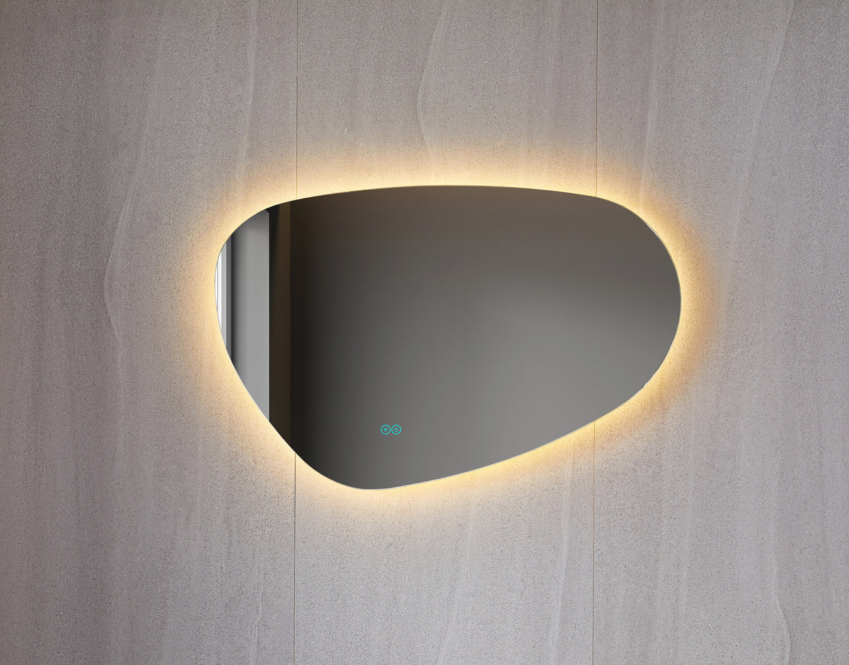 Second chance - Mirror with asymmetrical organic LED lighting and anti-condensation, 100 cm wide and 65 cm high - Default