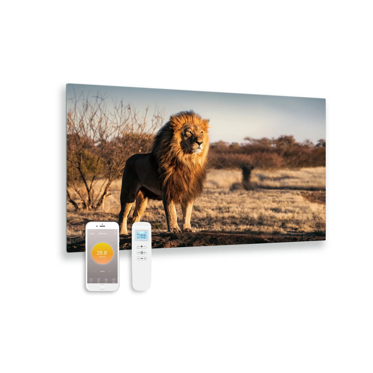 Second chance - Printed glass infrared panel with Wi-Fi and remote control lion 100x59 580Watt - Default