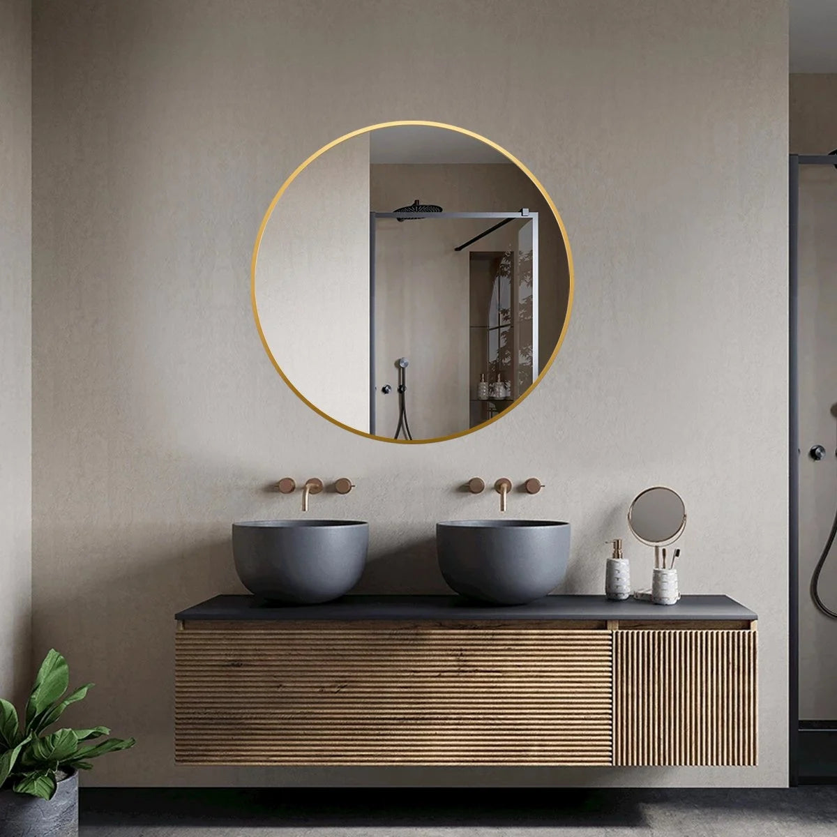 Second chance - Round mirror 100 cm with copper frame - Default