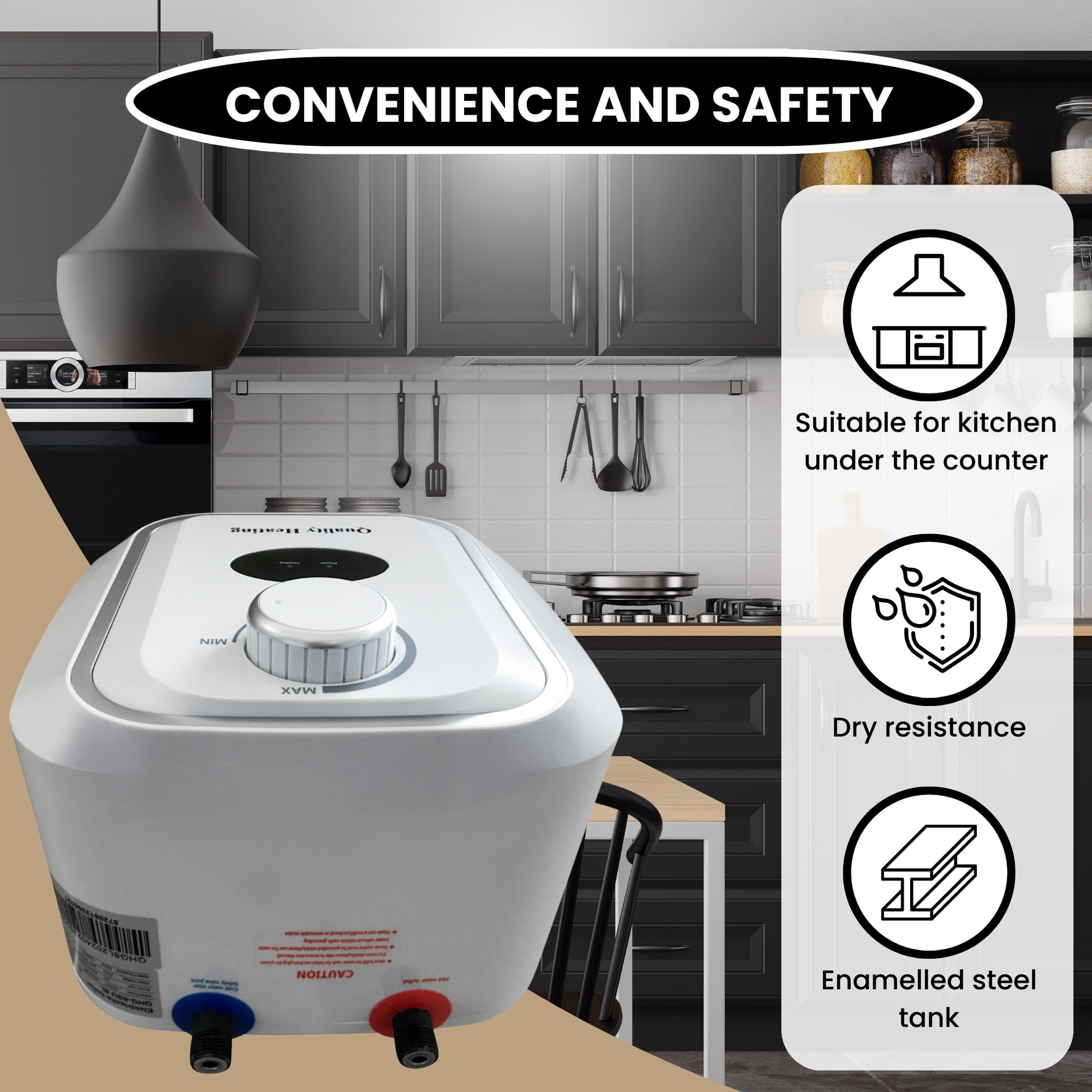 Calentador de cocina de 8 litros Extra Life Quality Heating
