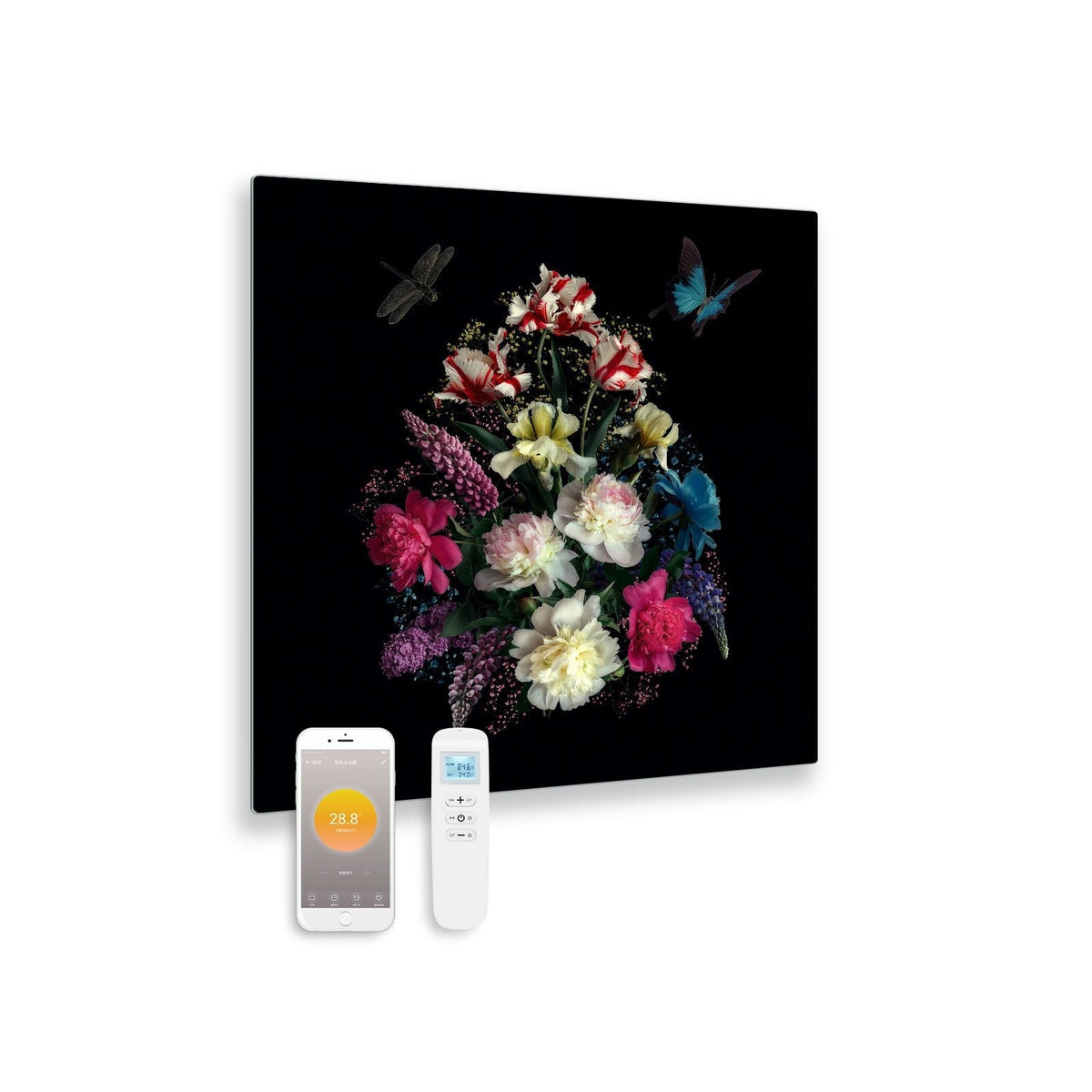 Infrared Panel printed glass with wifi and remote control ramo 79x59 450Watt