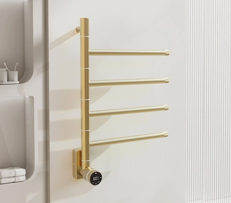 Radiador toallero eléctrico dorado con termostato