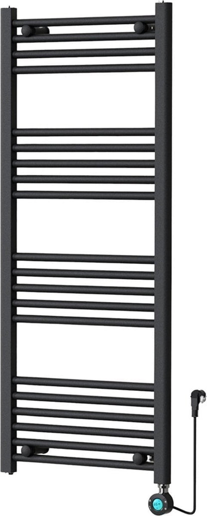 Radiador Eléctrico para Toallas con Termostato Digital - Radiador de Baño - 1200 × 500 mm - Negro Mate - 500 Watt