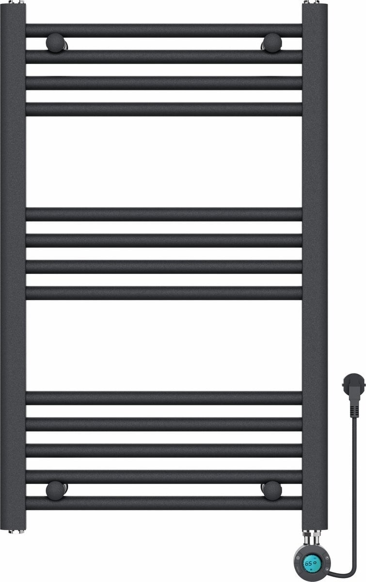 Towel Electric Radiator with thermostat digital - Bathroom Radiator - 800×500mm - Matte Black - 300 watts