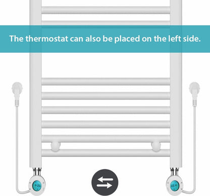 Radiador Eléctrico para Toallas con Termostato Digital - Radiador de Baño - 1200 × 500 mm - Blanco - 500 Watt