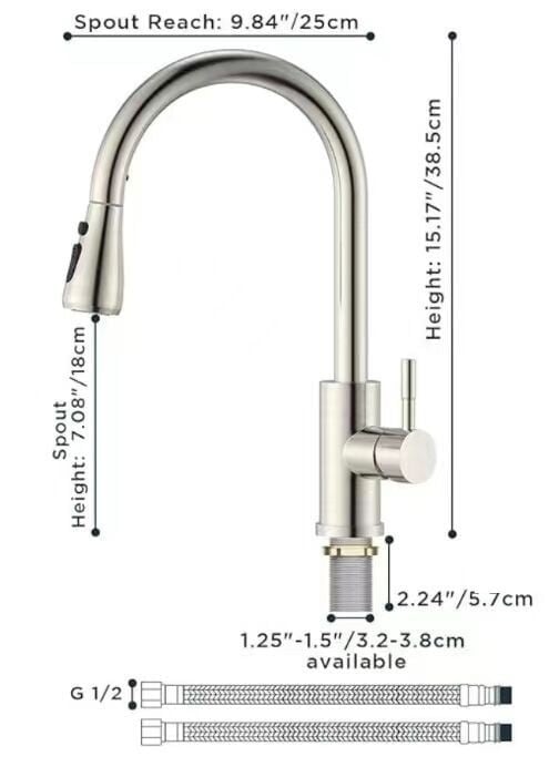 Grifo de cocina Nurion plata con caño