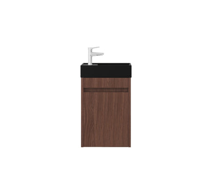 Mueble de baño Nurion Emma - lavabo negro mate y armario de nogal - 41 x 22,5 x 65 cm