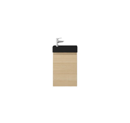 Mueble de baño Nurion Nora - lavabo negro mate y armario de madera clara - 41 x 22,5 x 65 cm