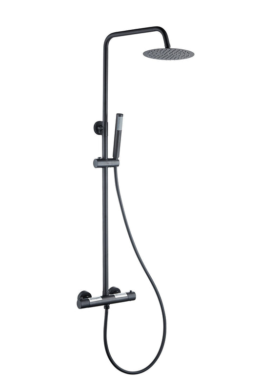 Ducha efecto lluvia de superficie cabezal 30 cm ducha termostática negro mate