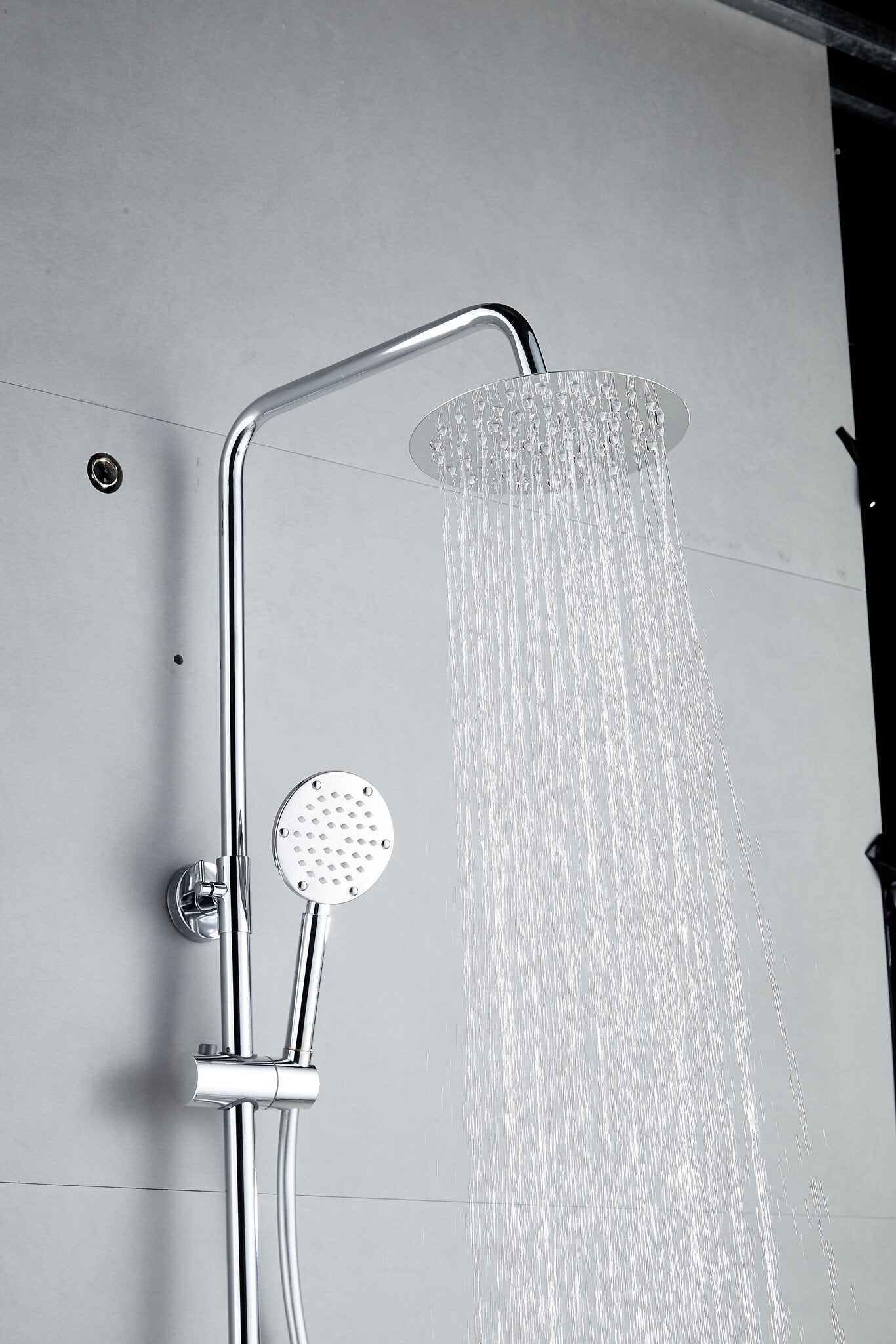 Ducha efecto lluvia de superficie cabezal 30 cm ducha termostática cromo