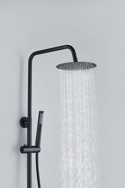 Ducha efecto lluvia de superficie cabezal 30 cm ducha termostática negro mate