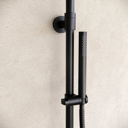 Ducha efecto lluvia de superficie cabezal 30 cm ducha termostática negro mate