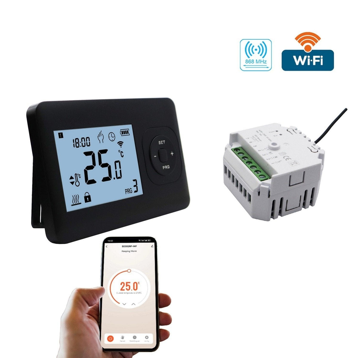 Thermostat QH-Basic WiFi Black with Recessed Receiver