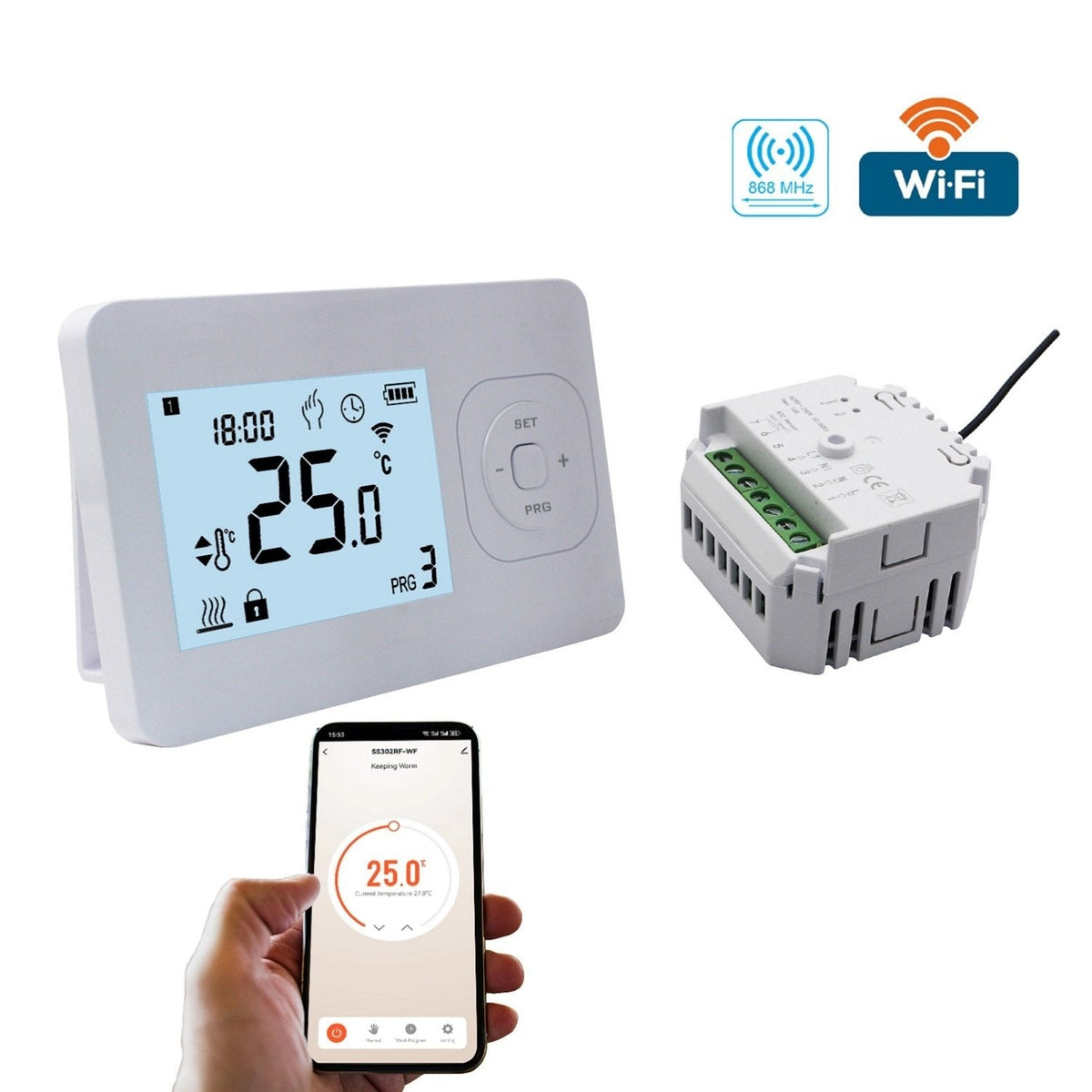 Thermostat White WiFi QH-Basic with Recessed Receiver