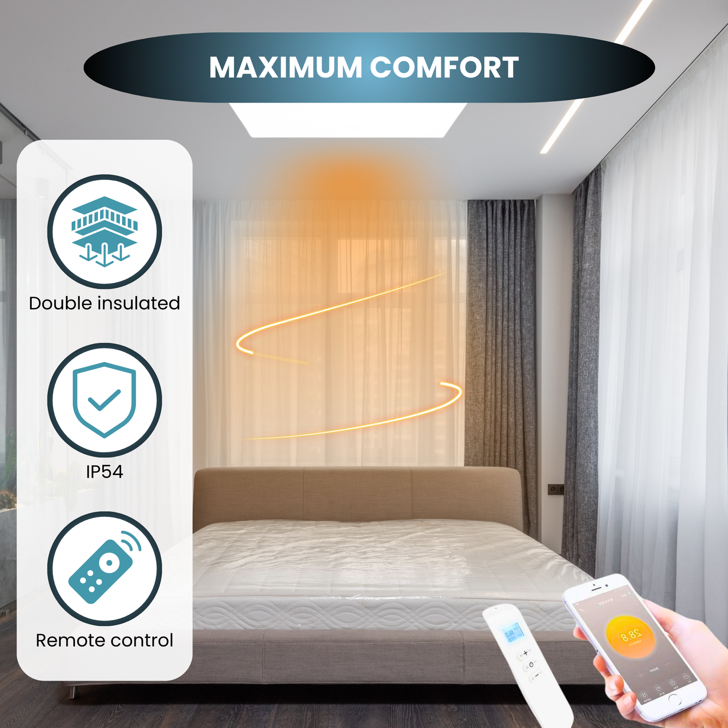 QH-H4 Exclusive Serie infraroodpaneel 60 x 105 cm - 660Watt