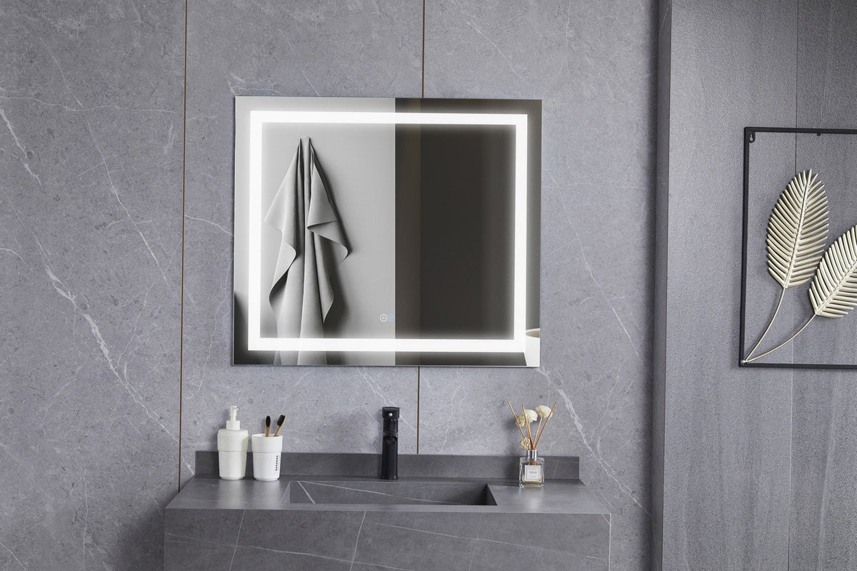 Mirror 70 x 120 cm frameless, LED Lighting recessed and anti-fog