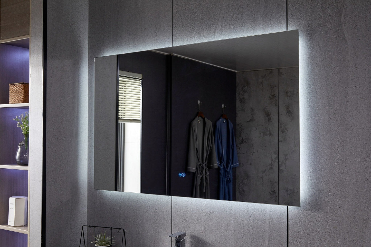 Espejo sin marco con LED, antivaho 75 x 140 cm