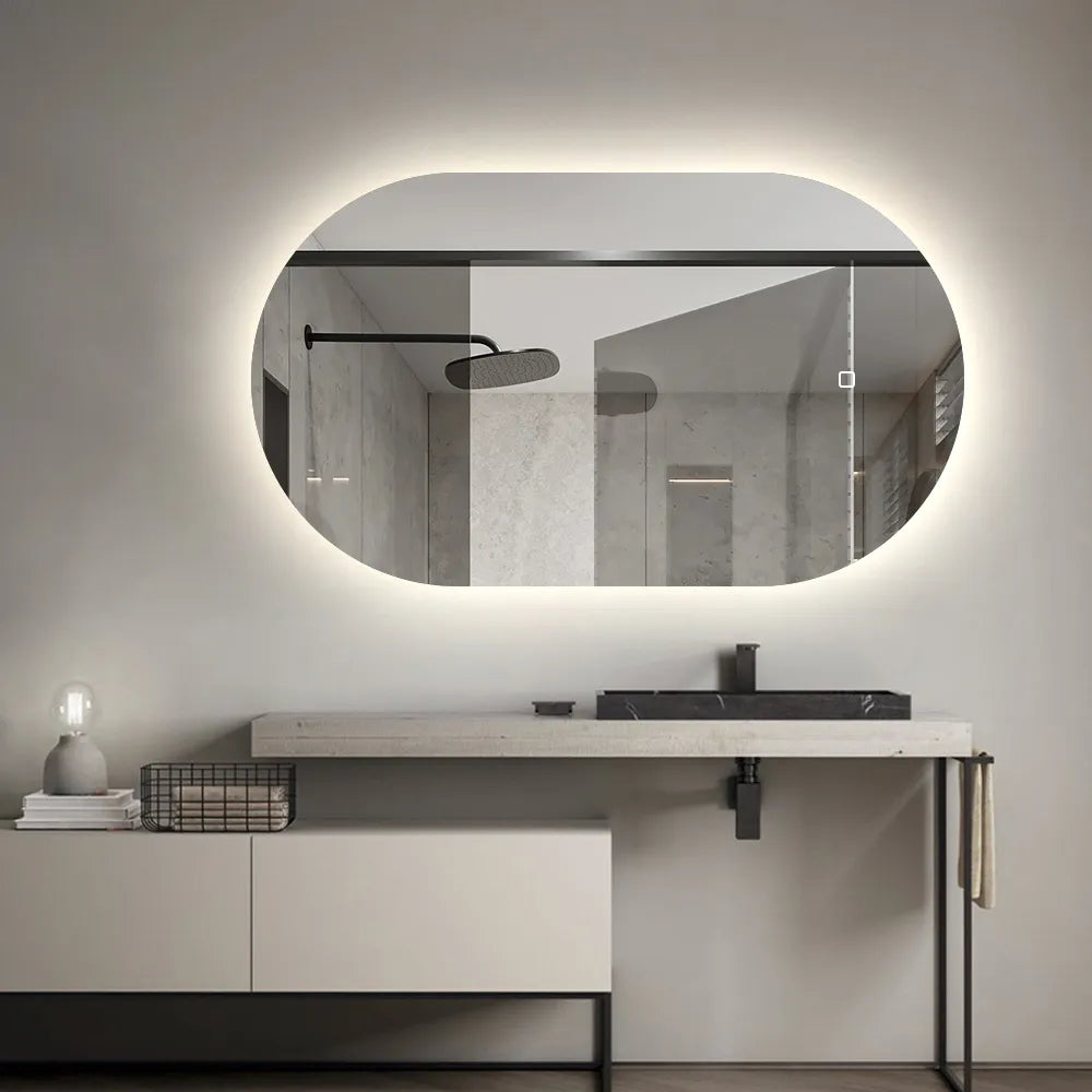 Espejo con LED ovalado 50 x 100 cm