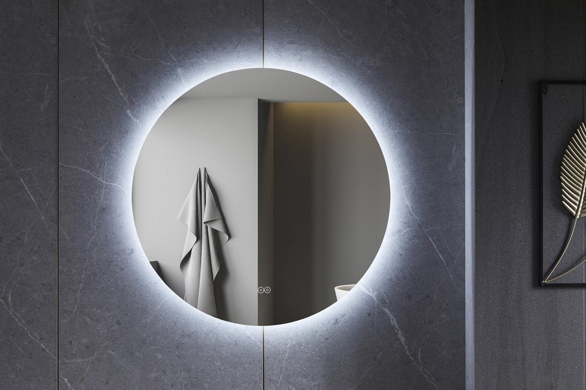 Espejo redondo de 100 cm sin marco, iluminación LED perimetral y antivaho