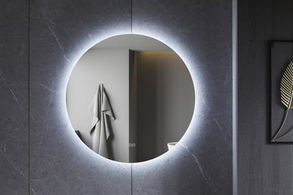 Espejo redondo de 100 cm sin marco, iluminación LED perimetral y antivaho