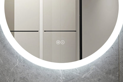 Espejo redondo 80 cm sin marco, iluminación LED empotrada y anti-condensación