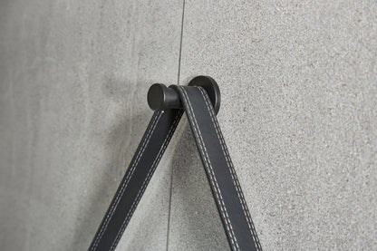 Espejo redondo 80 cm con correa de moda marco negro
