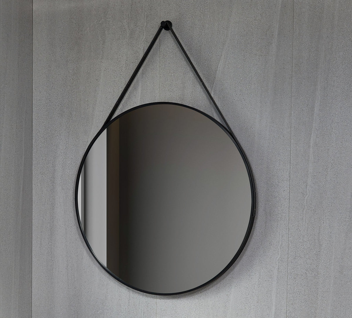 Round Mirror 80 cm with Fashion Strap Black Frame