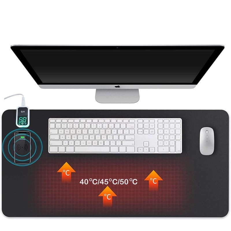 Heated Desktop Mat with Wireless Charging Function and LED