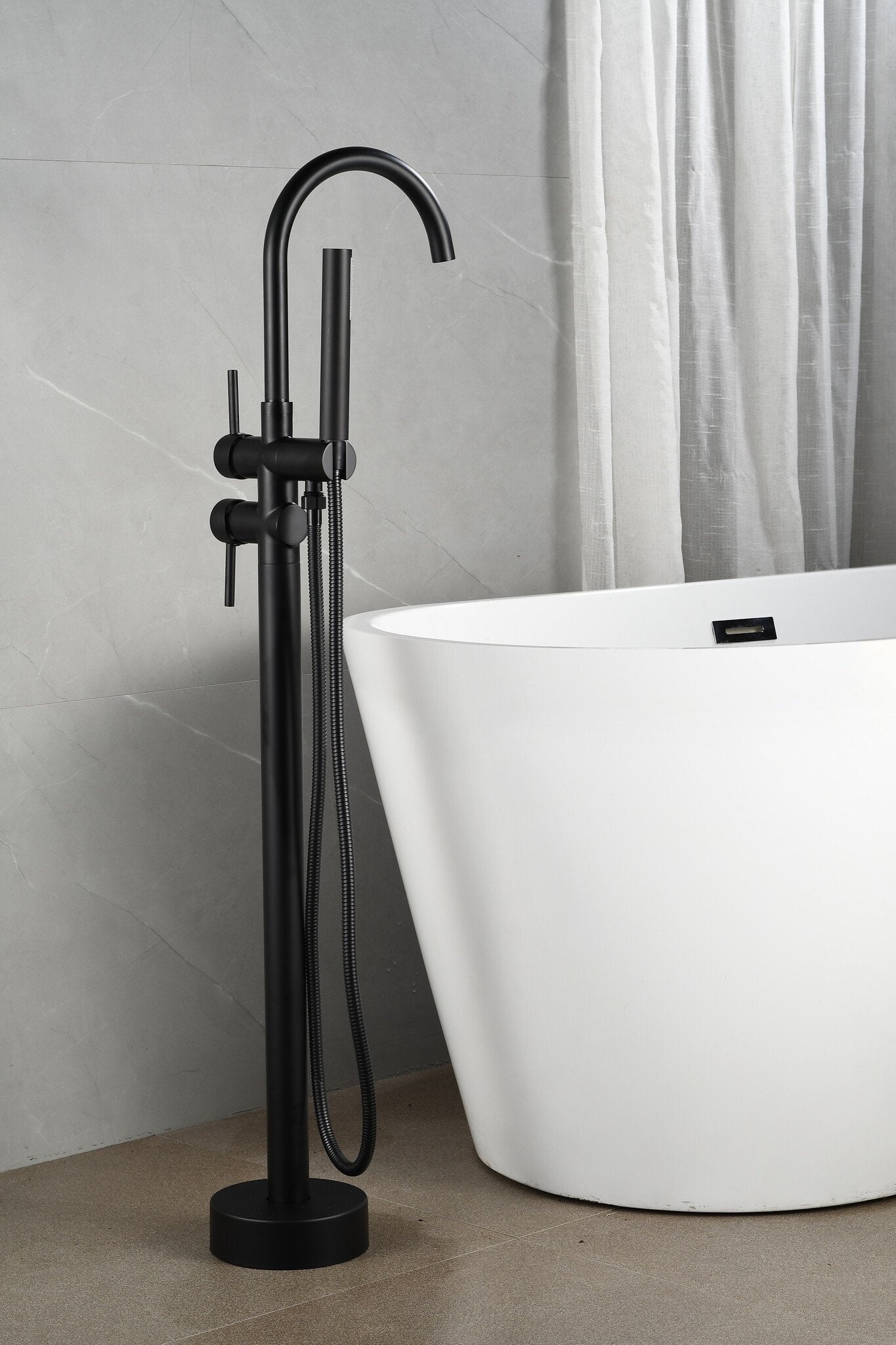 Mezclador independiente para bañera - incluye teleducha - negro mate