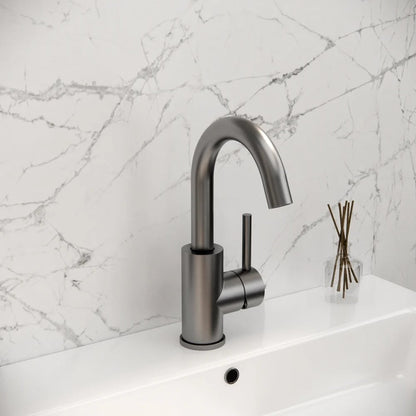 Grifo de lavabo Gun Metal con caño giratorio de 180 grados