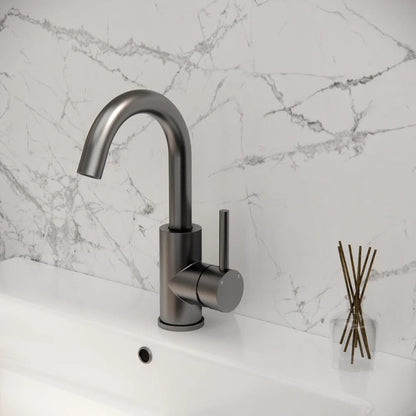 Grifo de lavabo Gun Metal con caño giratorio de 180 grados