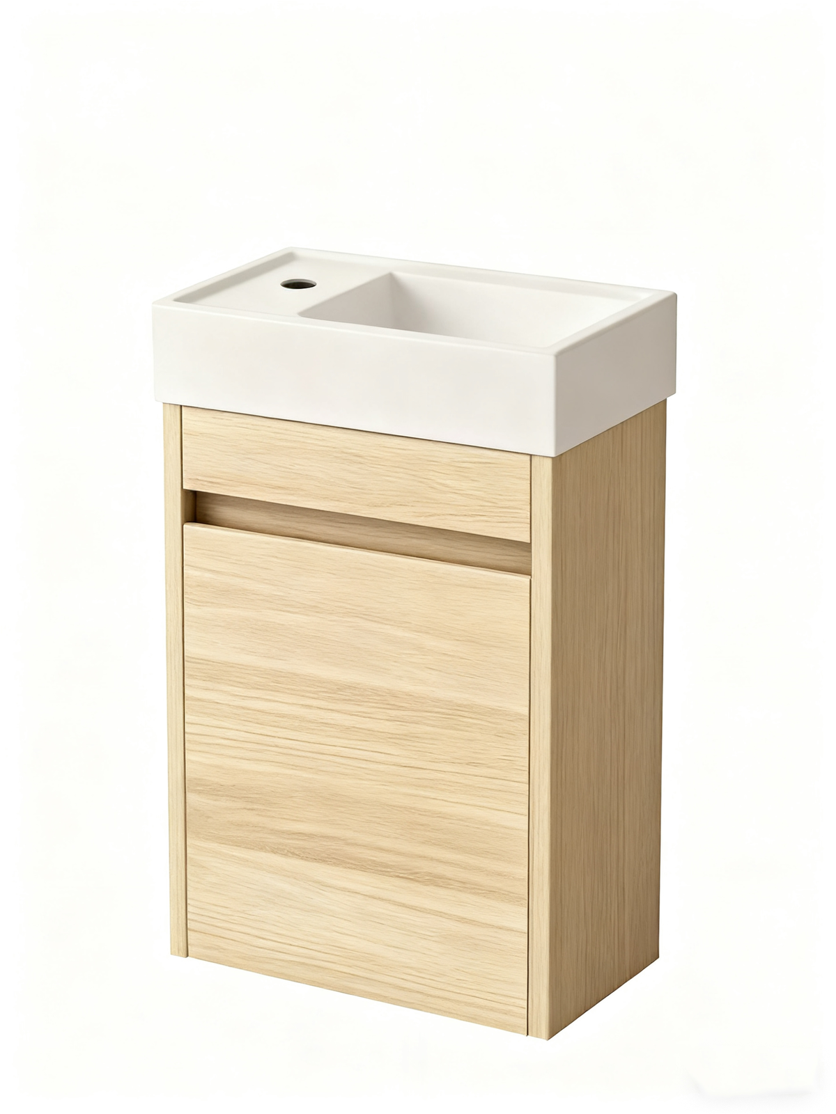 Bathroom Vanity Sophie Nurion: White Glossy Basin and White Wood Cabinet - 41 x 22,5 x 65